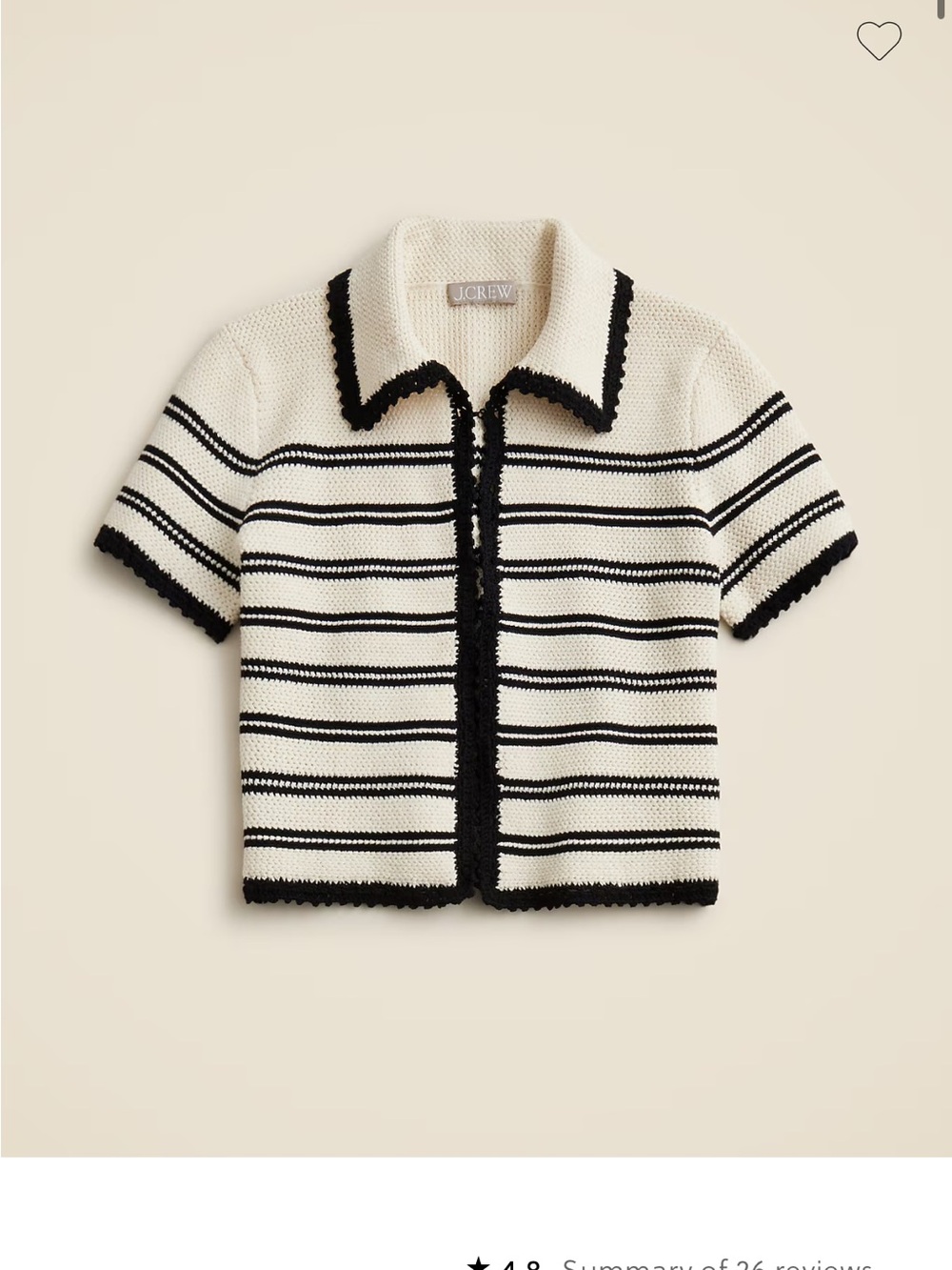 J.Crew crochet short sleeve cardigan in stripe